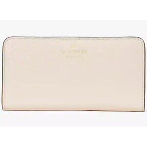 S Kate Spade Bailey Large Slim Bifold White Leather Wallet K9754 NWT Ivory $179